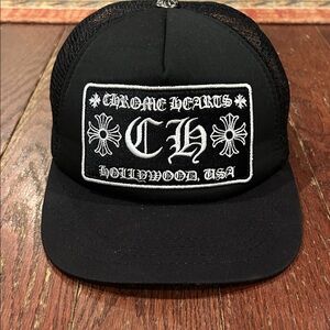 Chrome Hearts Black Cap with White Embroidery